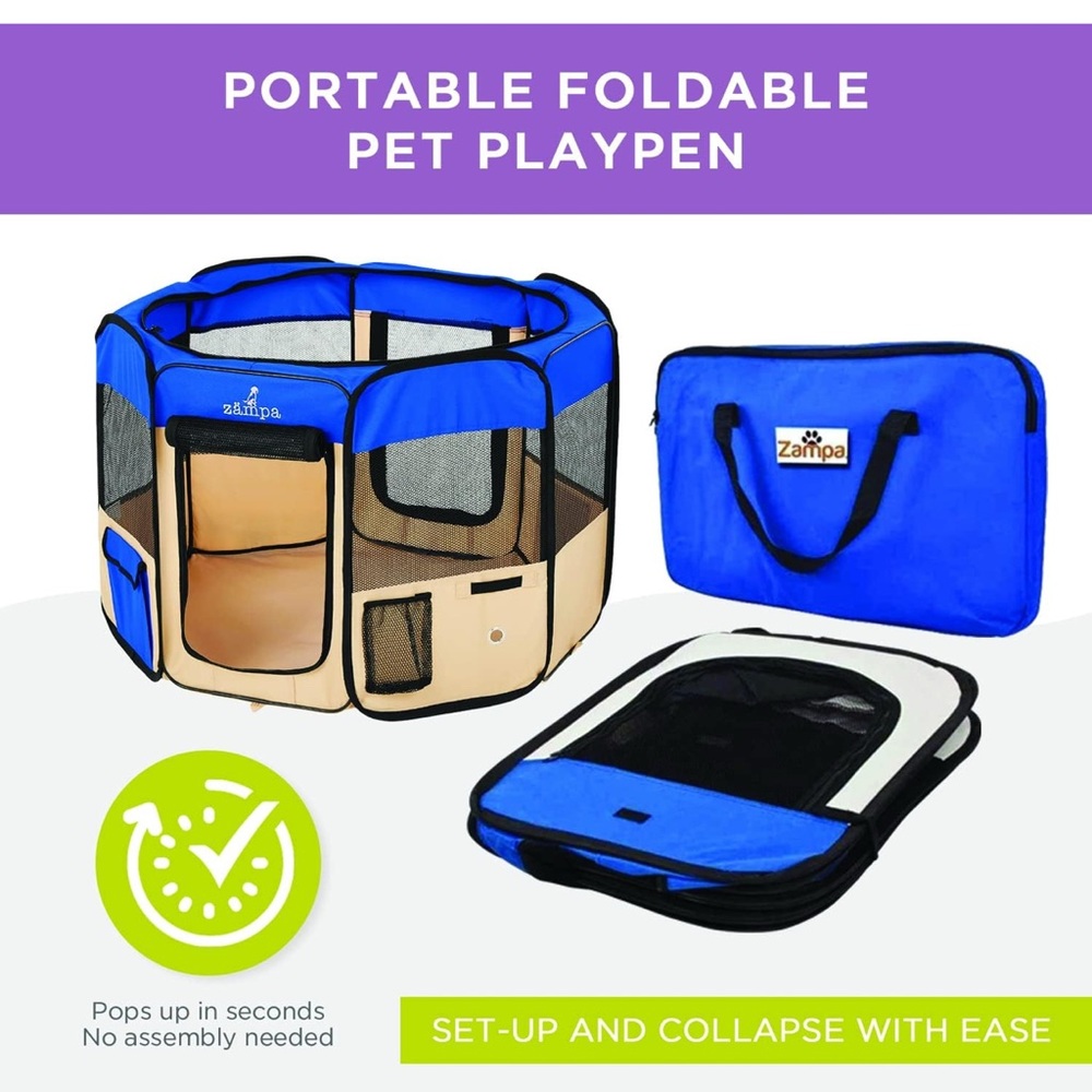 Zampa Portable, foldable Pet Playpen - small to Med pets - EUC - only used once